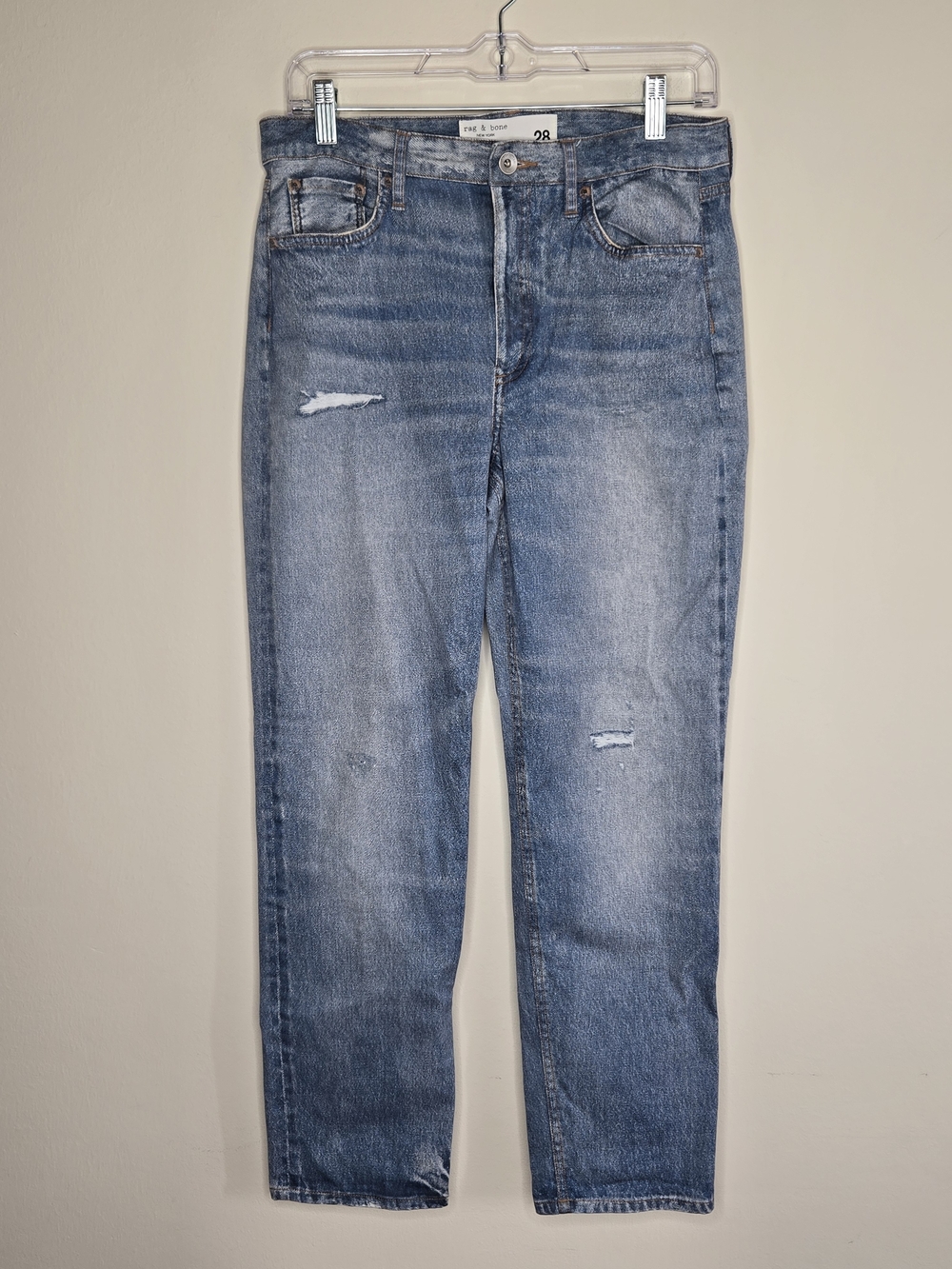 rag & bone Miramar Faux Denim Print Stretch "Jeans" Light Wash Distressed
